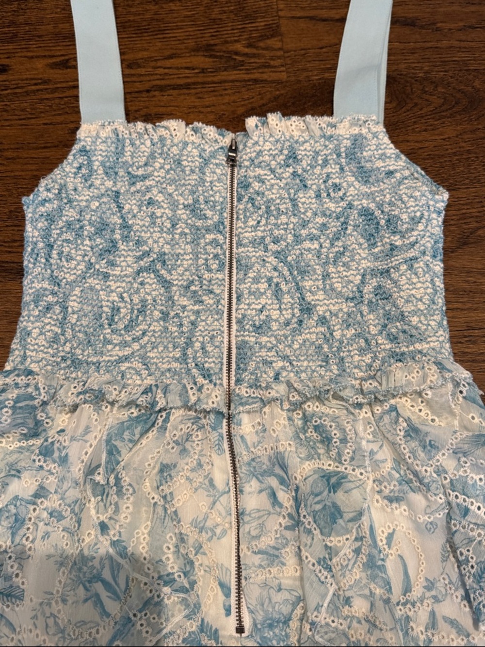 Alice + Olivia Light Blue Floral Lace Mini Dress - Picture 7 of 7